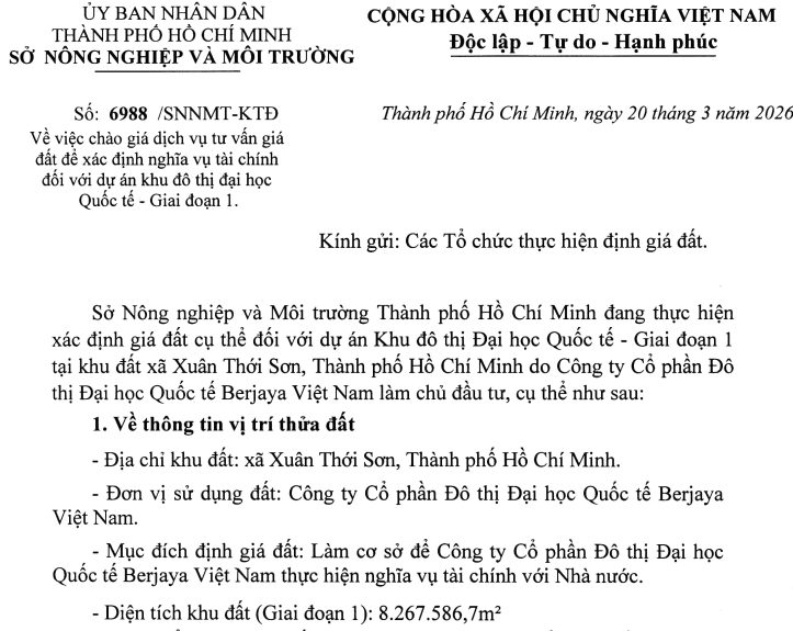 Phối cảnh tổng thể Khu đô thị Đại học Quốc tế tại Hóc Môn