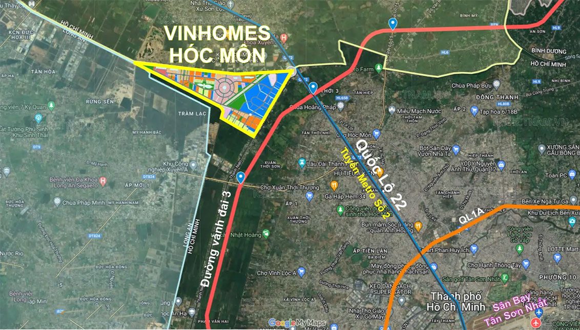 Sơ đồ kết nối giao thông Vinhomes Sài Gòn Park Hóc Môn